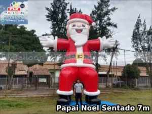 papai noel inflável gigante promocional sentado